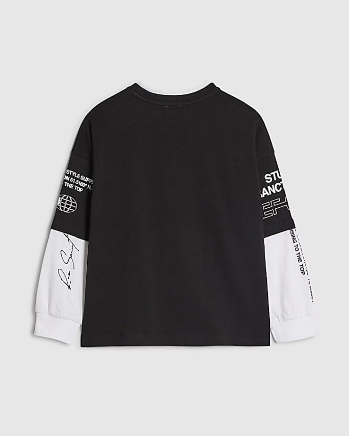 Svart Sanctuaire-T-shirt med dubbla lager för pojkar