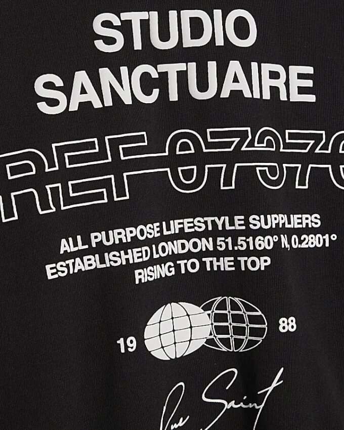Svart Sanctuaire-T-shirt med dubbla lager för pojkar