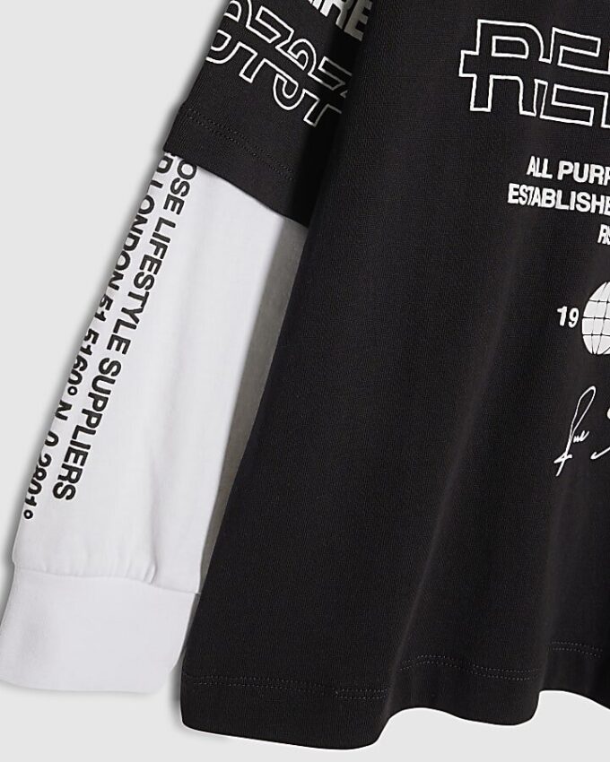 Svart Sanctuaire-T-shirt med dubbla lager för pojkar