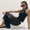 Svart sarong med broderad palm