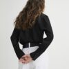Svart satin långärmad slim fit-skjorta