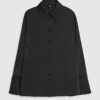 Svart satin långärmad slim fit-skjorta