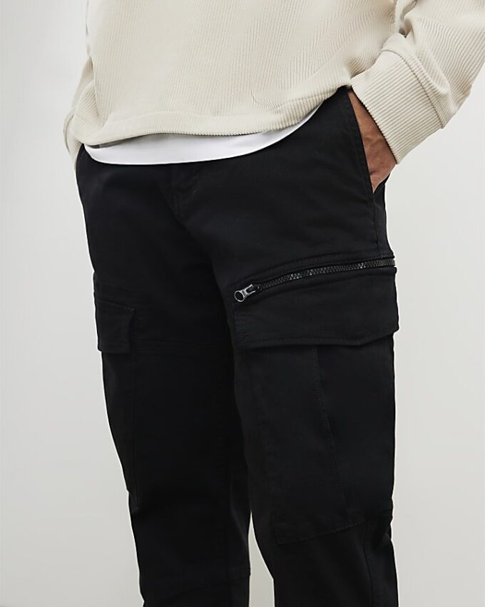 Svart Skinny Fit-cargobyxor
