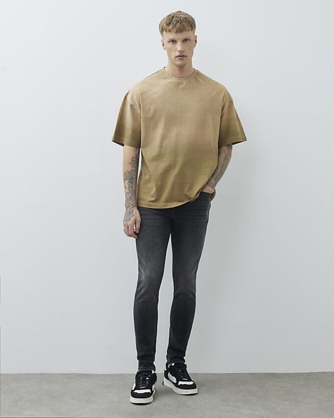 Svart skinny fit-jeans i tvättad stil