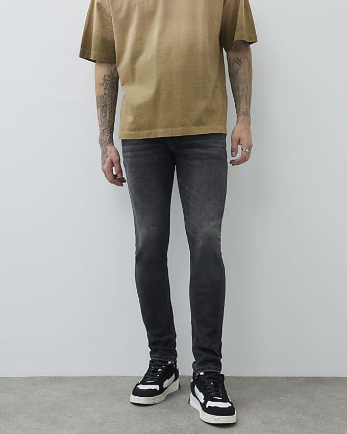 Svart skinny fit-jeans i tvättad stil