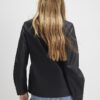 Svart skulpterad blazer i konstläder