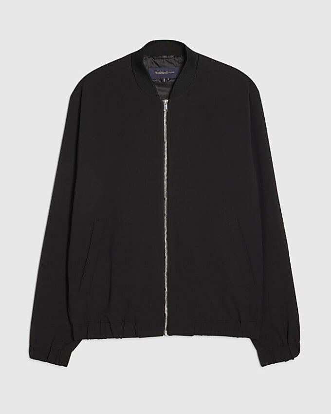 Svart slim fit-bomberjacka Svart slim fit-bomberjacka