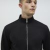 Svart slim fit-jacka i piké med trattkrage