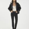 Svart slim fit-jeans med hög midja och ankellängd