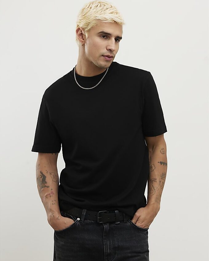 Svart slim fit-paket med 3 T-shirts