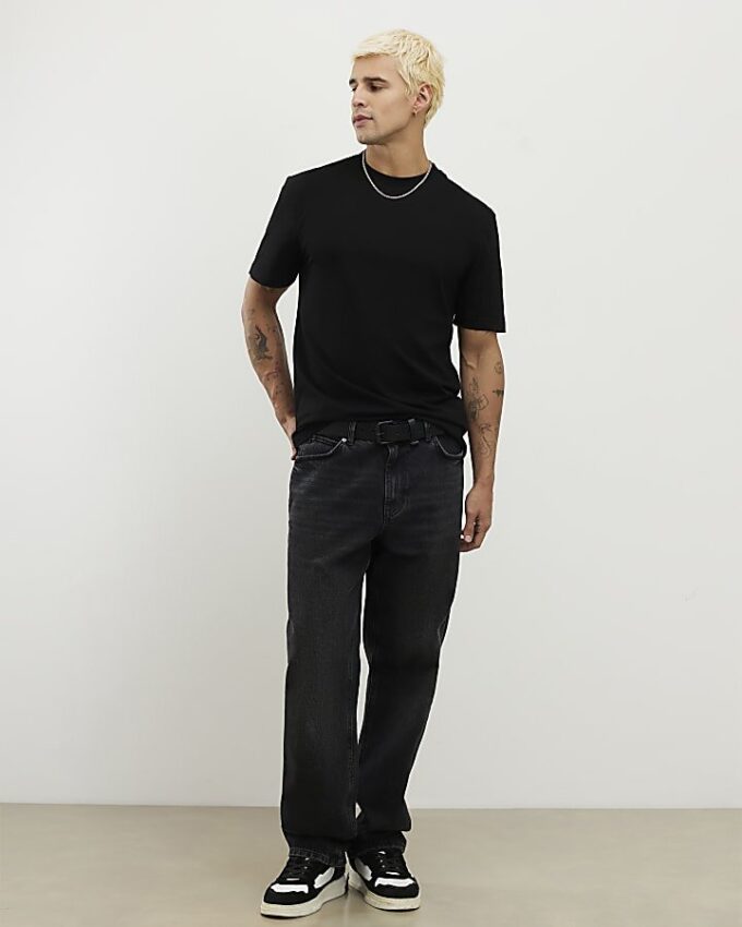 Svart slim fit-paket med 3 T-shirts