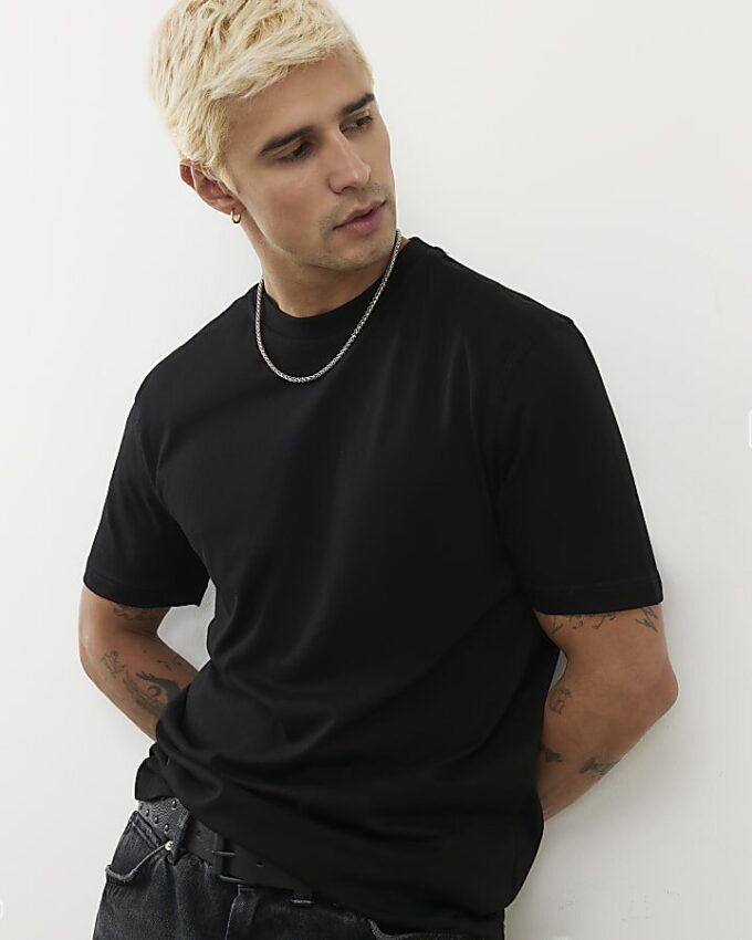 Svart slim fit-paket med 3 T-shirts