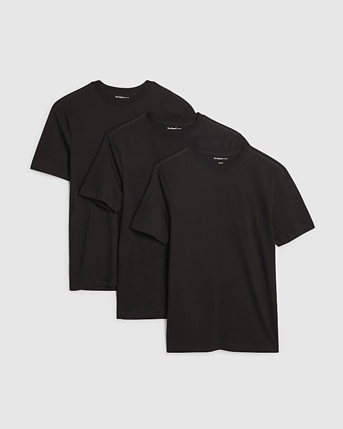 Svart slim fit-paket med 3 T-shirts