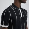 Svart slim fit-polotröja med nålstreck