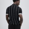 Svart slim fit-polotröja med nålstreck