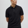 Svart slim fit-polotröja med struktur