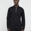 Svart slim fit-polotröja med struktur