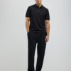 Svart slim fit-polotröja med struktur