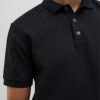 Svart slim fit-polotröja med struktur