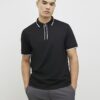 Svart slim fit-polotröja med textur och dragkedja