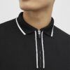 Svart slim fit-polotröja med textur och dragkedja