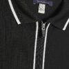 Svart slim fit-polotröja med textur och dragkedja