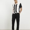 Svart slim fit-skjorta med färgblock