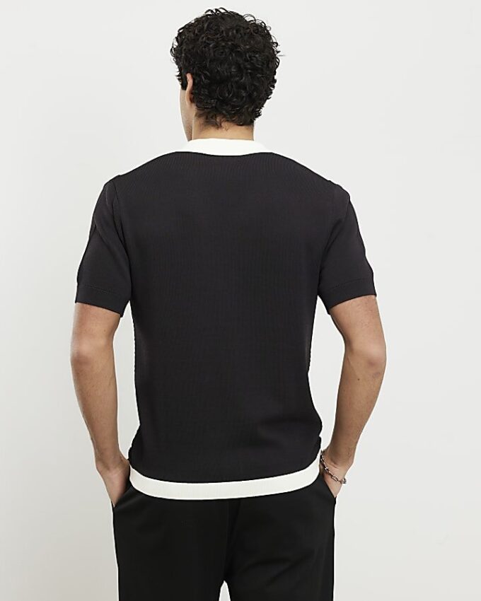Svart slim fit-skjorta med färgblock