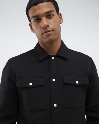 Svart slim fit-skjorta med krage