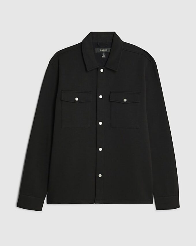 Svart slim fit-skjorta med krage
