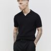 Svart slim fit-skjorta med öppen krage