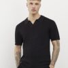 Svart slim fit-skjorta med öppen krage