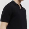 Svart slim fit-skjorta med öppen krage