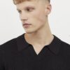 Svart slim fit-skjorta med öppen krage