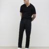 Svart slim fit-skjorta med öppen krage
