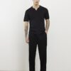 Svart slim fit-skjorta med öppen krage