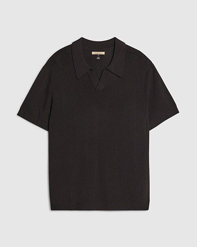 Svart slim fit-skjorta med öppen krage