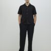 Svart slim fit-skjorta med revers