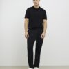 Svart slim fit-stickad polotröja