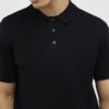 Svart slim fit-stickad polotröja