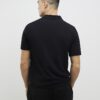 Svart slim fit-stickad polotröja