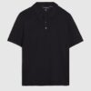 Svart slim fit-stickad polotröja