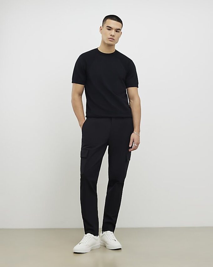 Svart slim fit-T-shirt