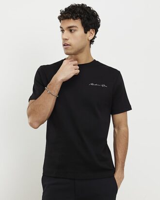 Svart slim fit-T-shirt med Modern Era-tryck