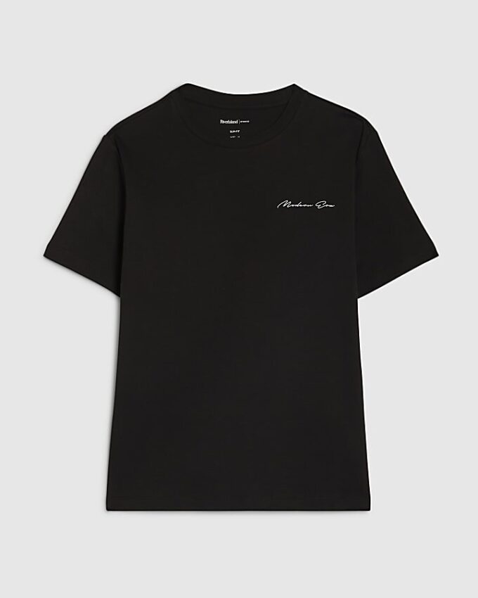 Svart slim fit-T-shirt med Modern Era-tryck