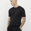 Svart slim fit-T-shirt med ribbade kanter