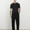 Svart slim fit-T-shirt med ribbade kanter