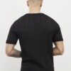 Svart slim fit-T-shirt med ribbade kanter