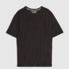 Svart slim fit-T-shirt med ribbade kanter