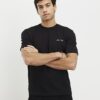 Svart Slim Fit Textured Ame Saint T-shirt